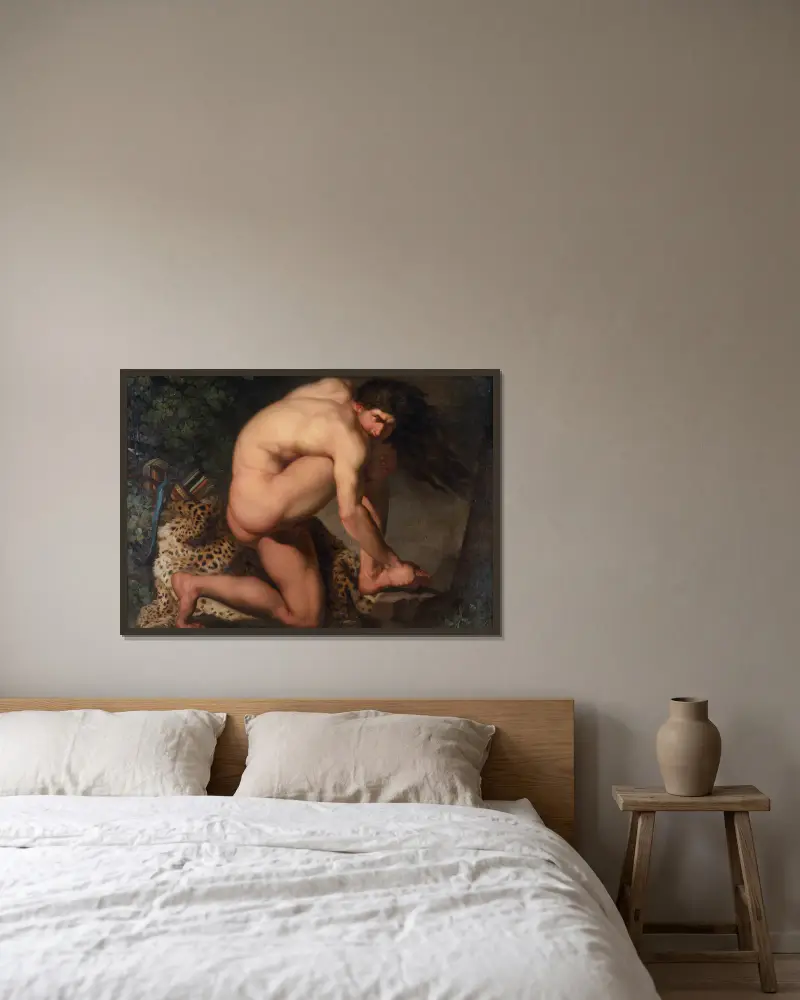 Der verwundete Philoktet von Nicolai Abildgaard gerahmt an einer Wand