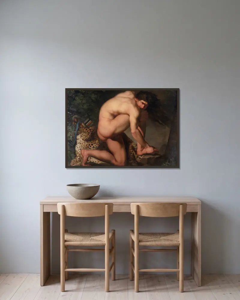 Der verwundete Philoktet von Nicolai Abildgaard gerahmt an einer Wand