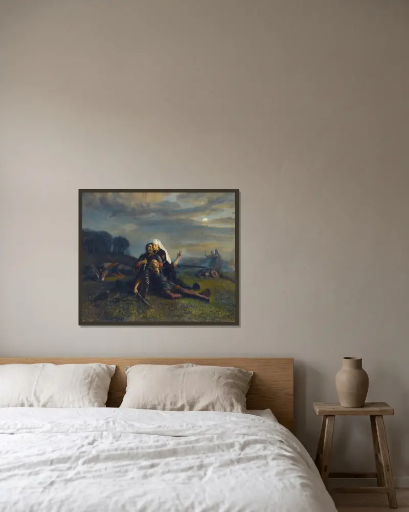 Efter slaget av Peter Nicolai Arbo inramad på en vägg