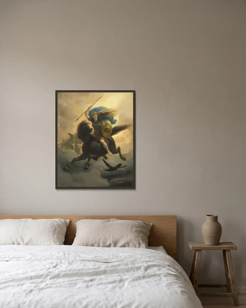 Valkyrian av Peter Nicolai Arbo inramad på en vägg