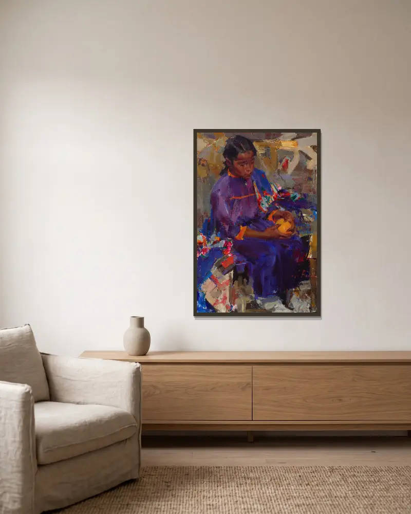 Cesarita in Violet av Nicolai Fechin inramad på en vägg
