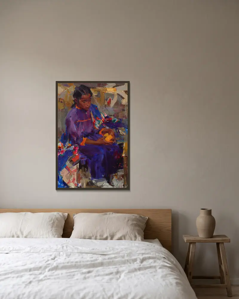 Cesarita in Violet av Nicolai Fechin inramad på en vägg