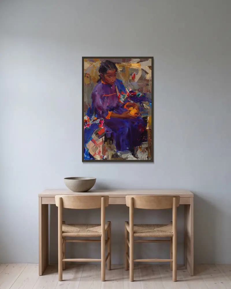 Cesarita in Violet av Nicolai Fechin inramad på en vägg