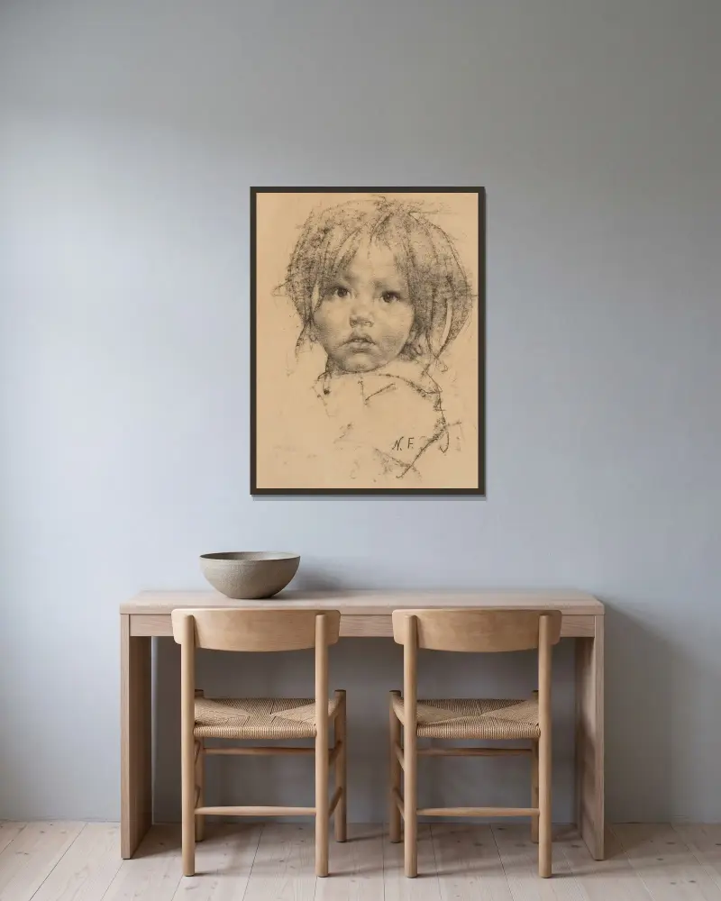 Indian Girl with Bangs av Nicolai Fechin inramad på en vägg