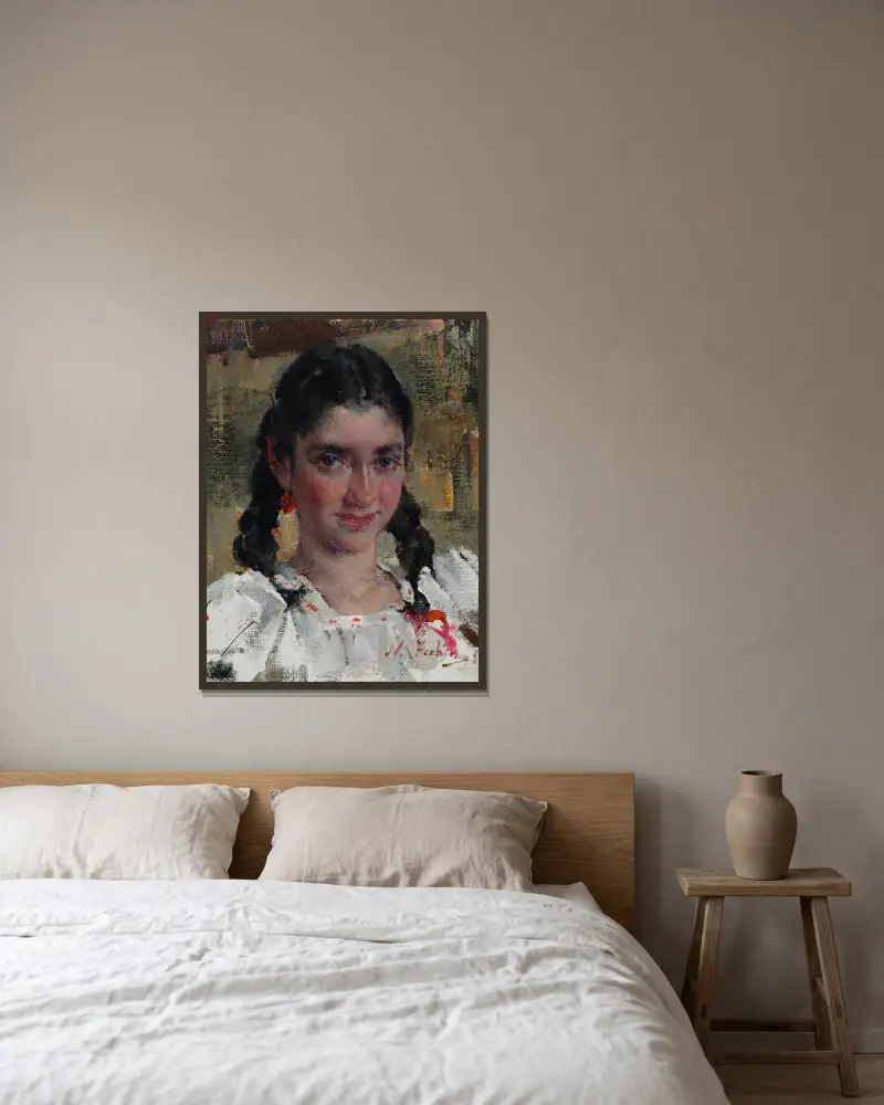 Luisa Triana av Nicolai Fechin inramad på en vägg