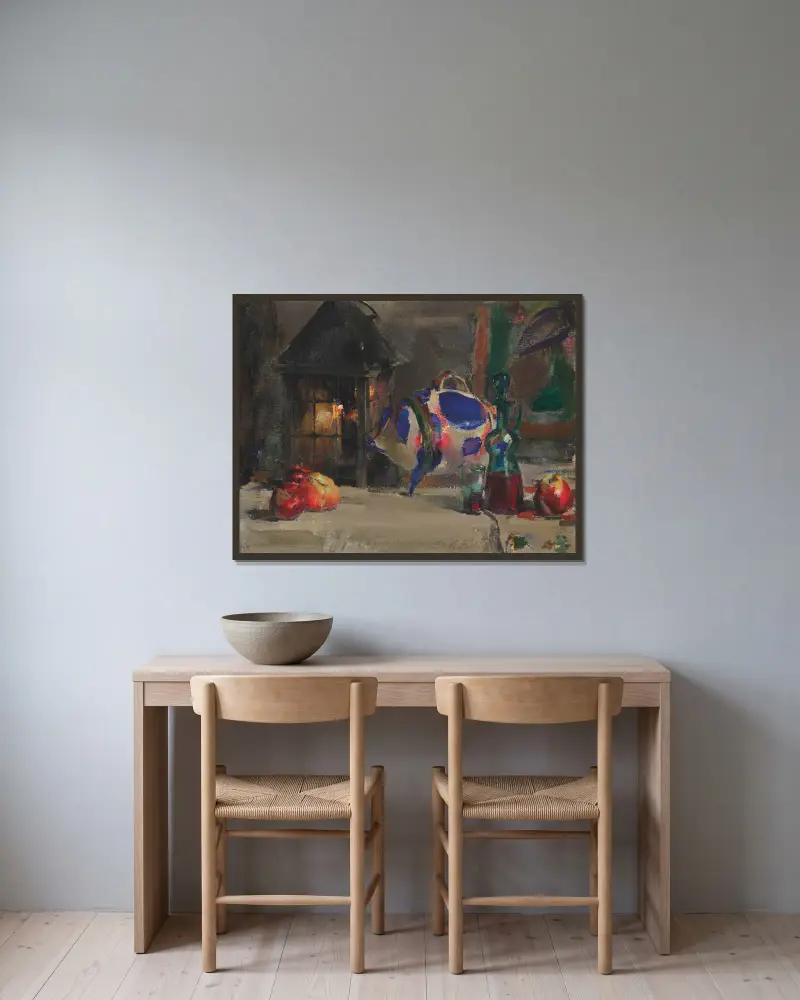 Mexican pottery pig av Nicolai Fechin inramad på en vägg