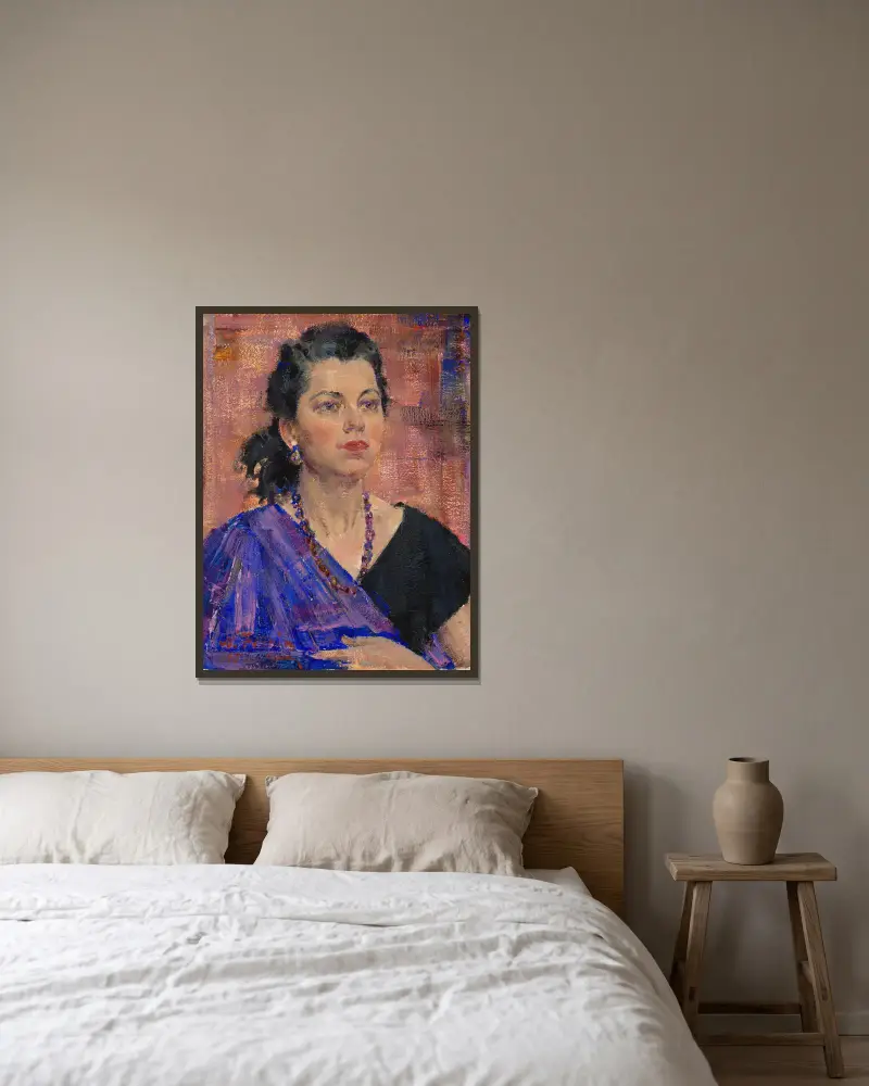 Portrait of a Woman av Nicolai Fechin inramad på en vägg