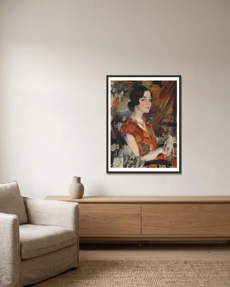Portrait of Kate av Nicolai Fechin inramad på en vägg
