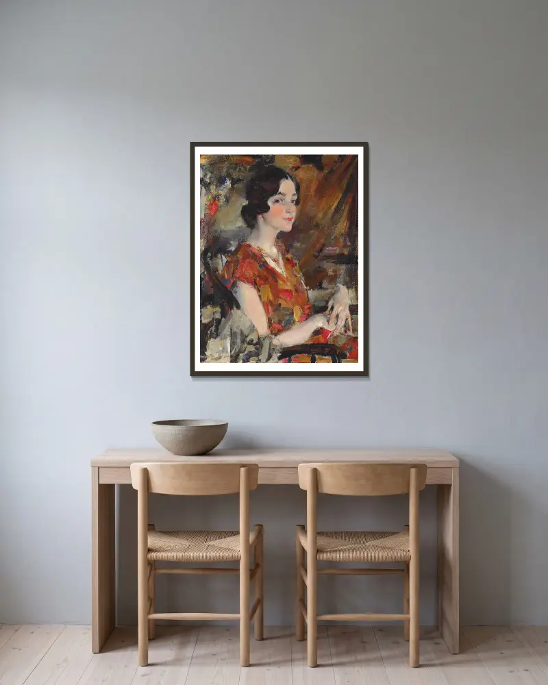 Portrait of Kate av Nicolai Fechin inramad på en vägg