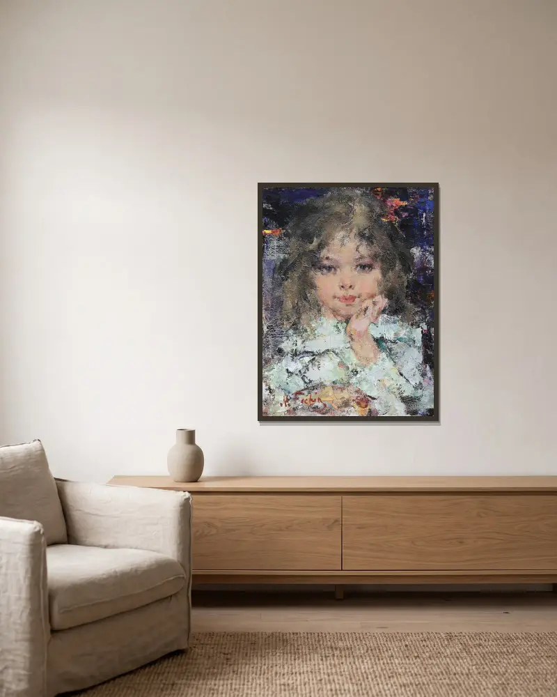 Young Girl av Nicolai Fechin inramad på en vägg