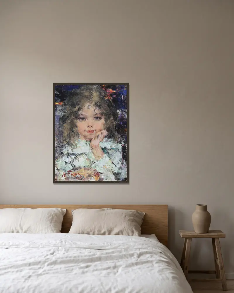 Young Girl av Nicolai Fechin inramad på en vägg