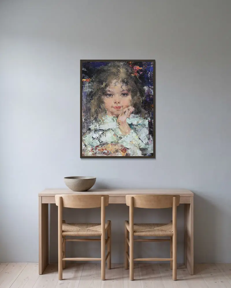 Young Girl av Nicolai Fechin inramad på en vägg
