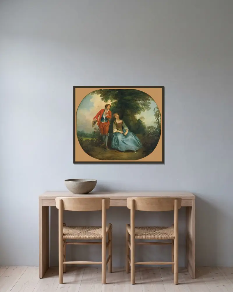 Schlafende Hirtin von Nicolas Lancret gerahmt an einer Wand