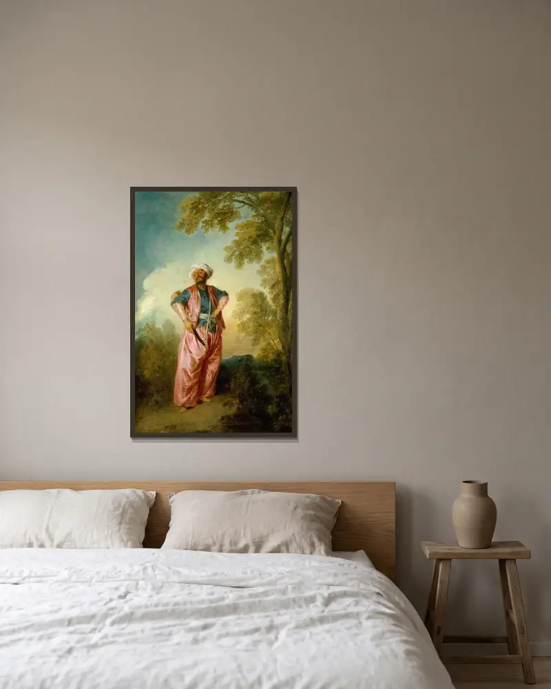 Der verliebte Türke von Nicolas Lancret gerahmt an einer Wand
