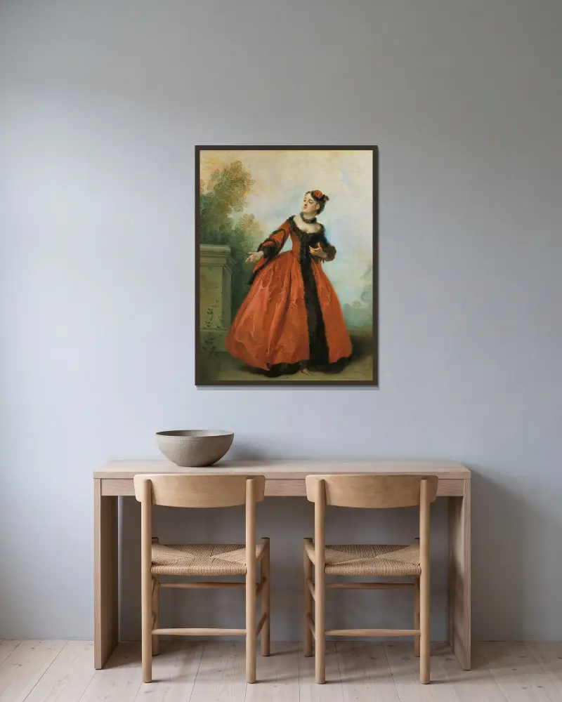 The Beautiful Greek (La Belle Grecque) av Nicolas Lancret inramad på en vägg