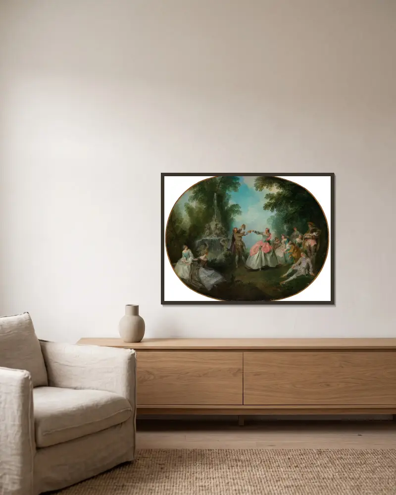 Das Menuett von Nicolas Lancret gerahmt an einer Wand