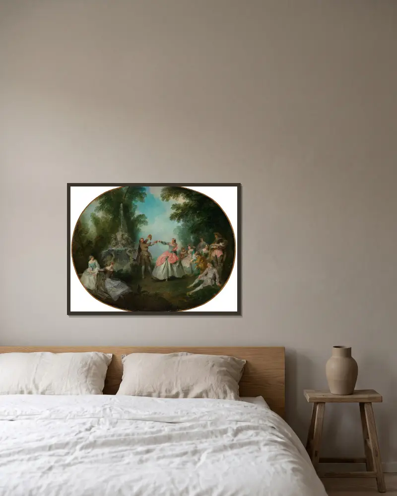 Das Menuett von Nicolas Lancret gerahmt an einer Wand