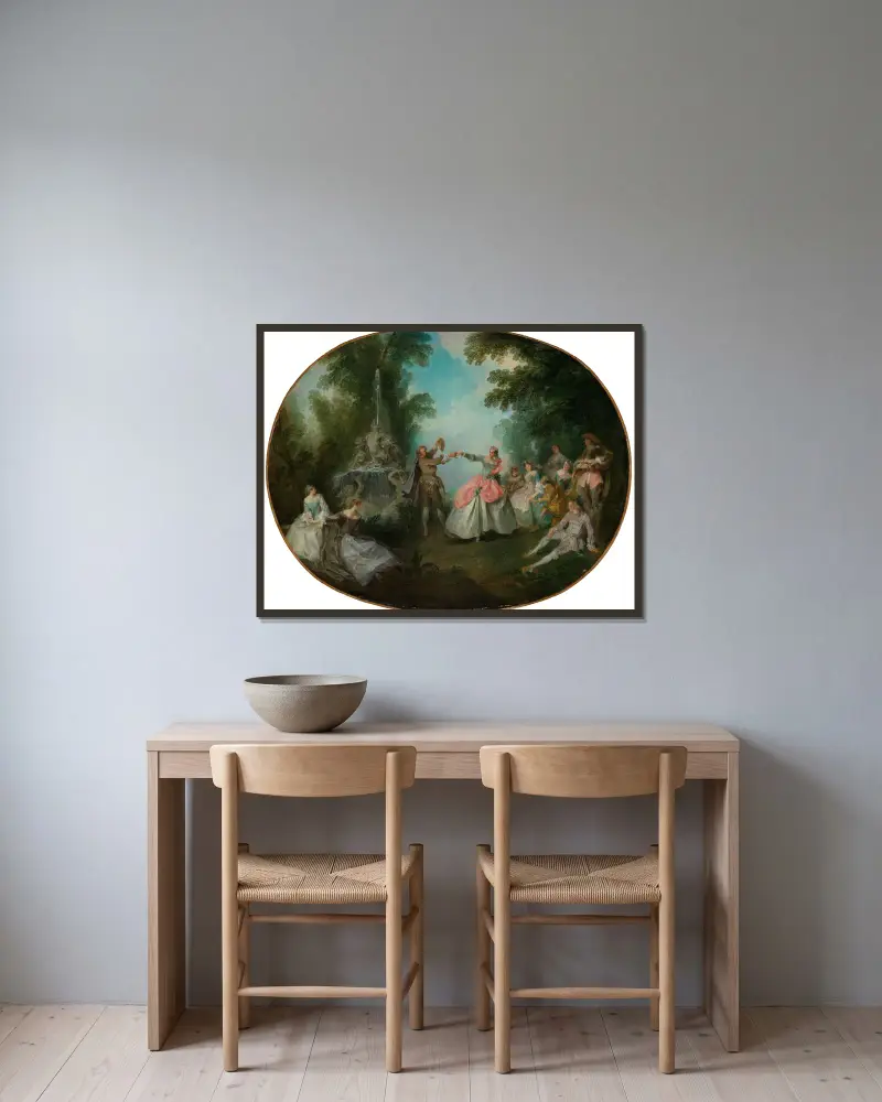 Das Menuett von Nicolas Lancret gerahmt an einer Wand