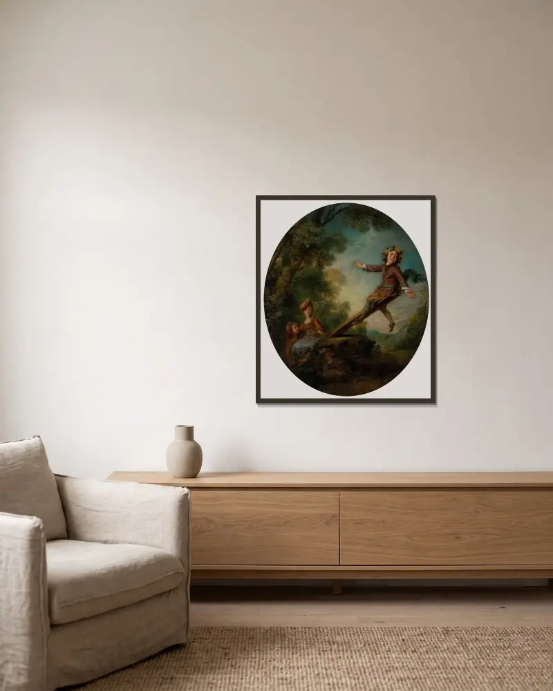 Die Wippe von Nicolas Lancret gerahmt an einer Wand