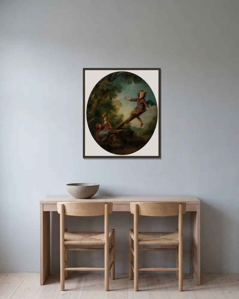 Die Wippe von Nicolas Lancret gerahmt an einer Wand