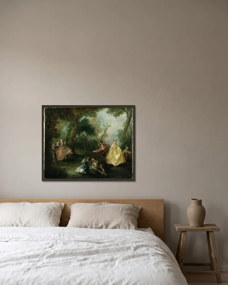 Die Schaukel von Nicolas Lancret gerahmt an einer Wand