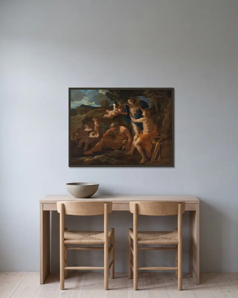Apollón a Dafné, Nicolas Poussin v rámu na stěně