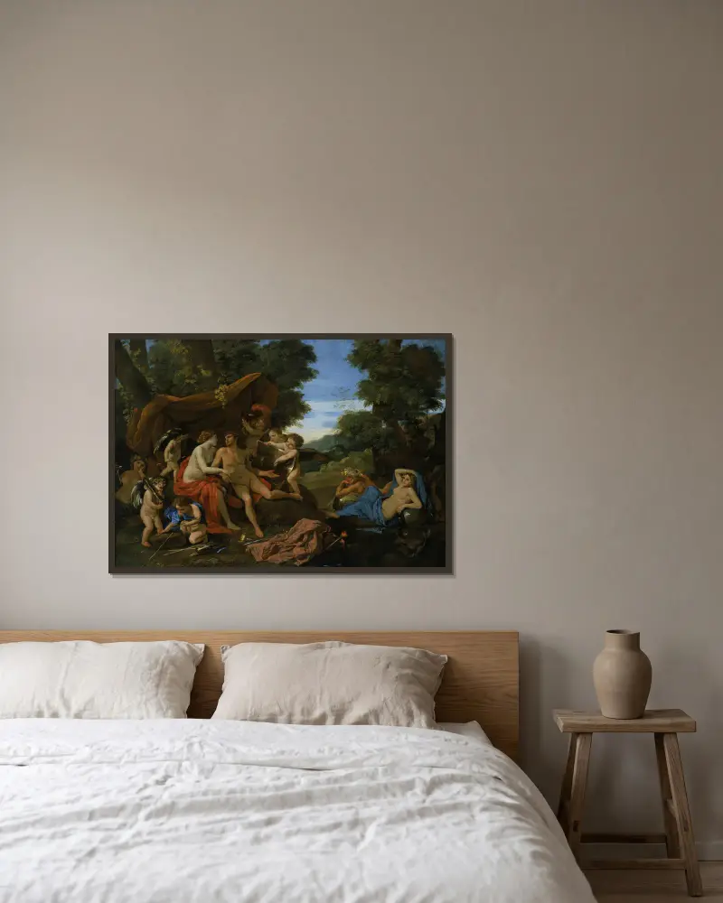 Mars a Venuše, Nicolas Poussin v rámu na stěně