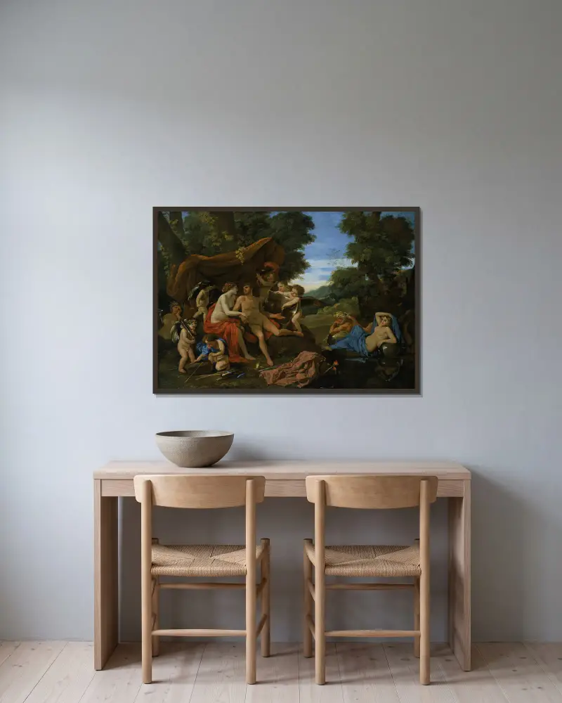 Mars a Venuše, Nicolas Poussin v rámu na stěně