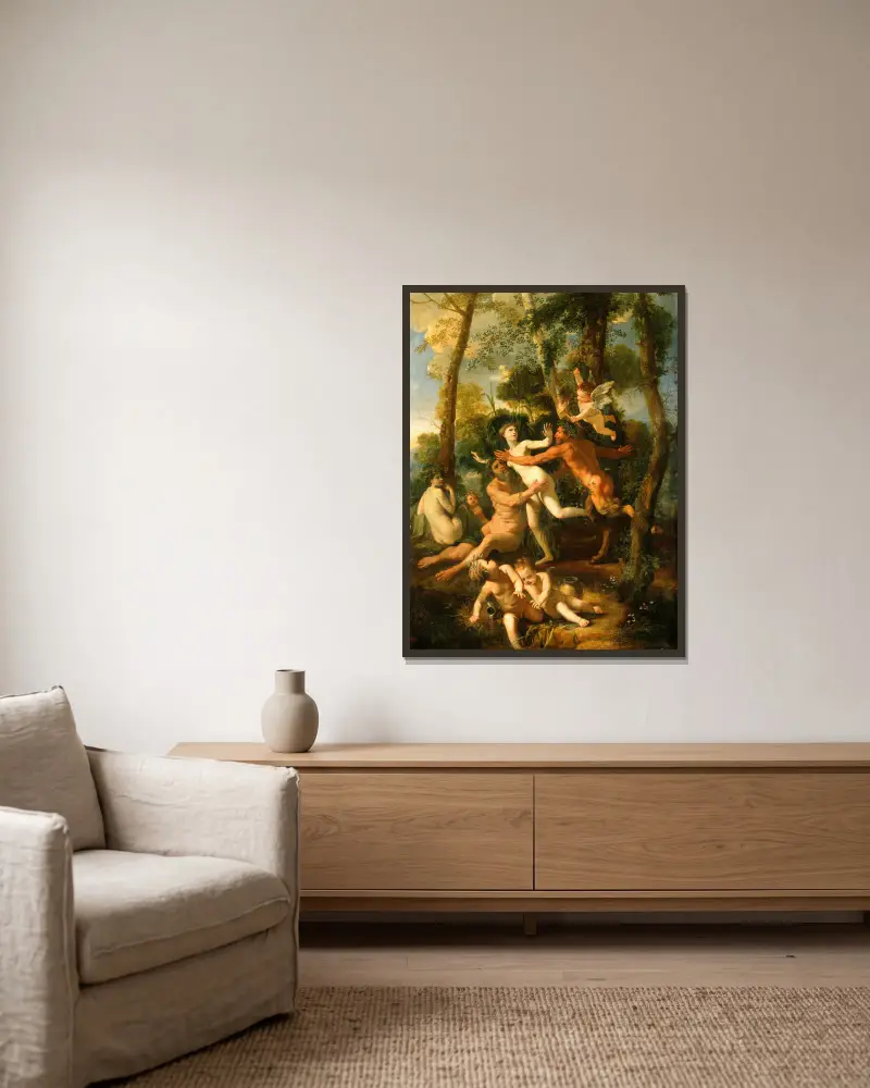 Pan a Syrinx, Nicolas Poussin v rámu na stěně