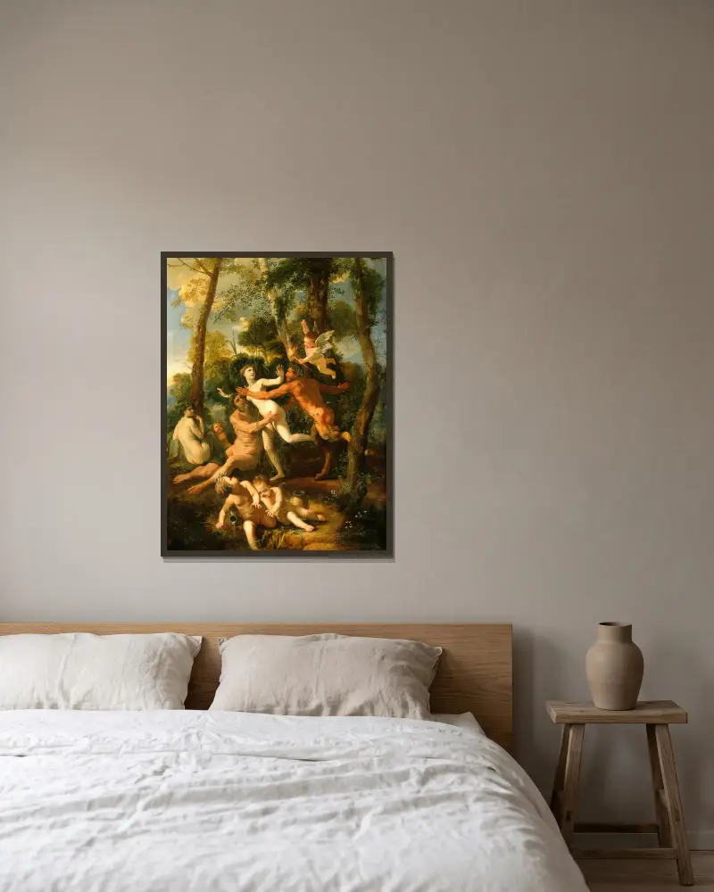 Pan a Syrinx, Nicolas Poussin v rámu na stěně