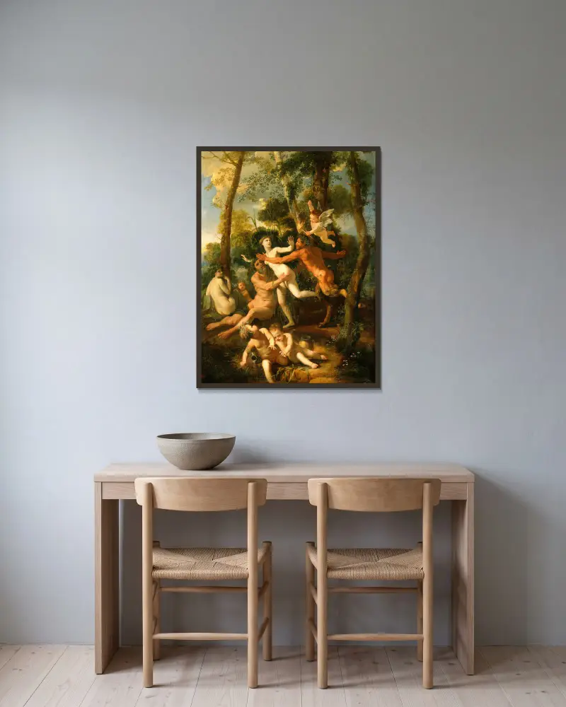 Pan a Syrinx, Nicolas Poussin v rámu na stěně