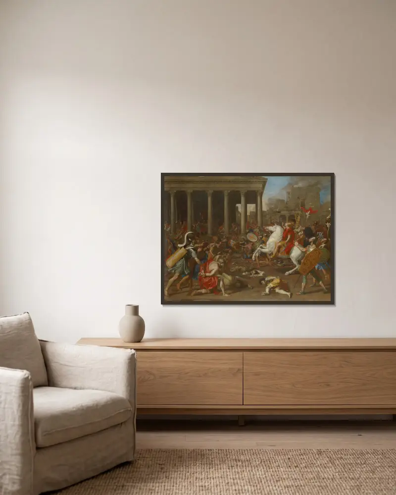 The Conquest Of Jerusalem By Emperor Titus av Nicolas Poussin inramad på en vägg