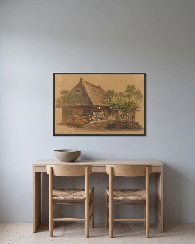 Au village de Lyss av Franz Niklaus König inramad på en vägg