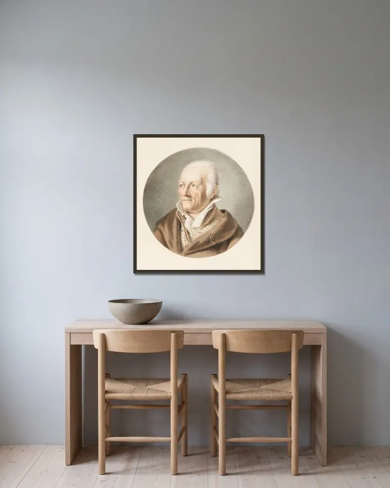 Heinrich Rieter, Maler und Radierer (1751-1818) av Franz Niklaus König inramad på en vägg