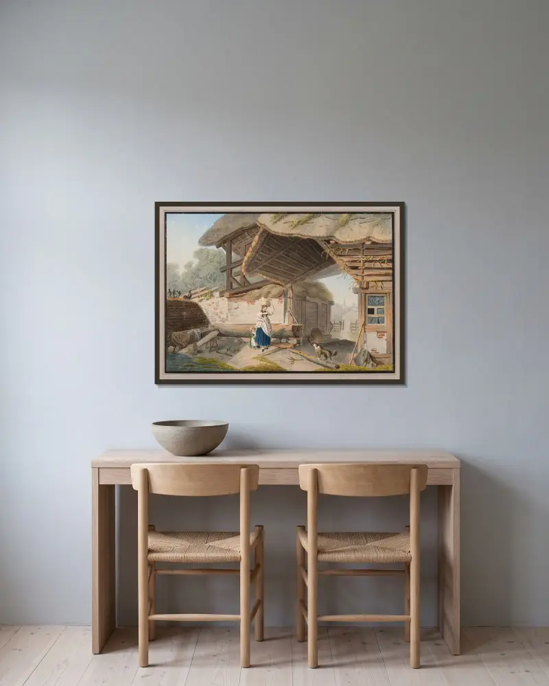 Bondgård i kantonen Bern av Franz Niklaus König inramad på en vägg
