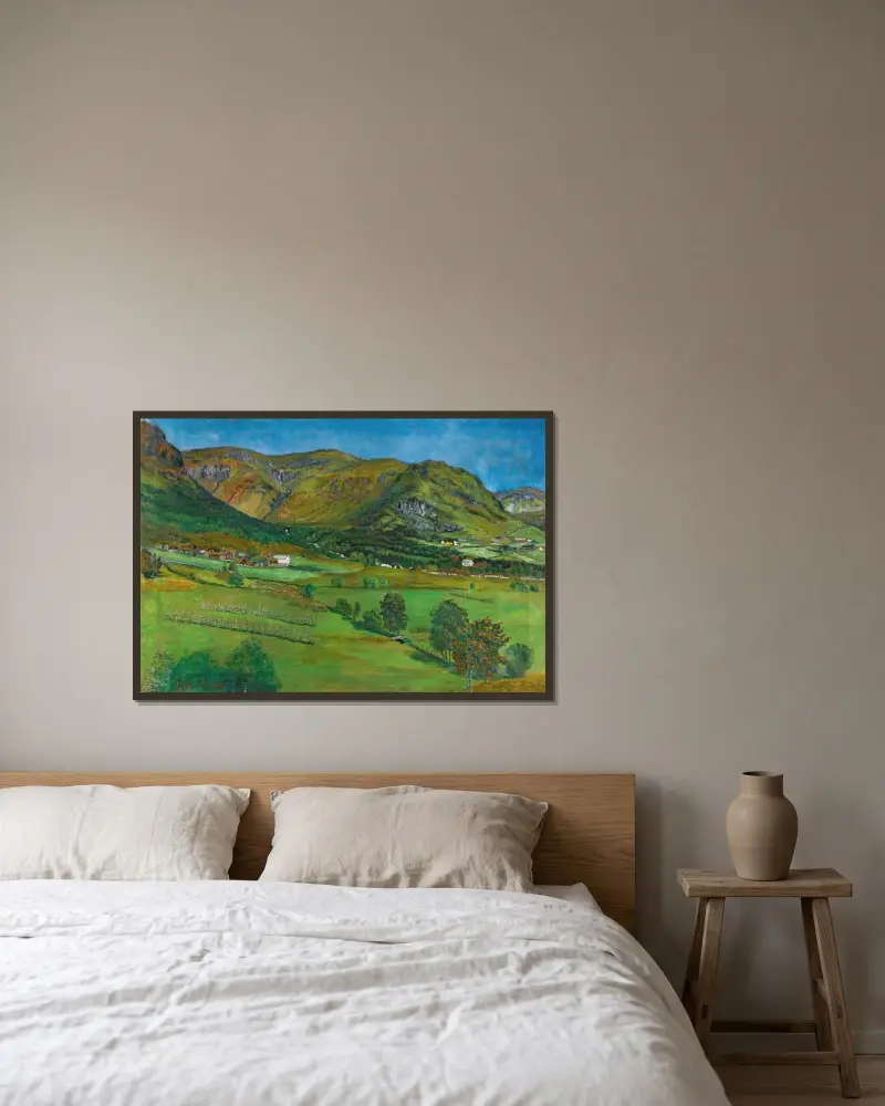 Ålhustunet, Jølster av Nikolai Astrup inramad på en vägg