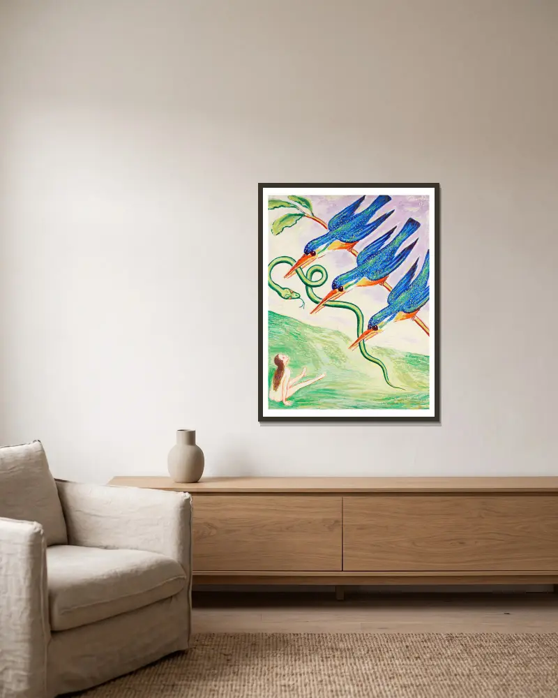 Die geraubte Schlange von Nils Dardel gerahmt an einer Wand