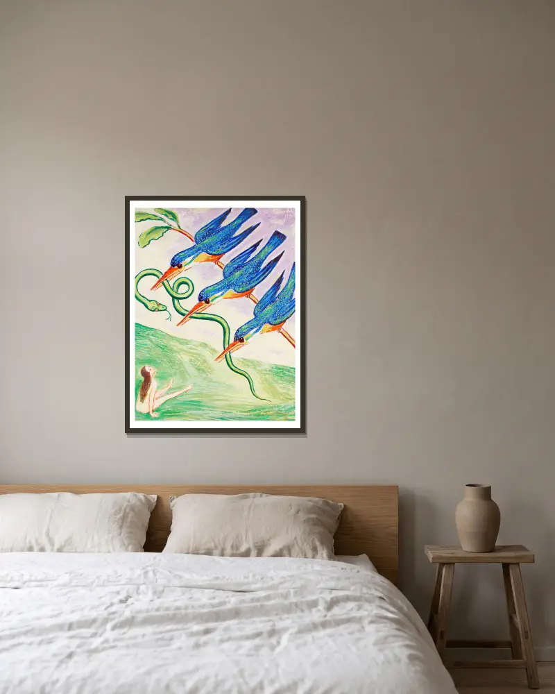Die geraubte Schlange von Nils Dardel gerahmt an einer Wand