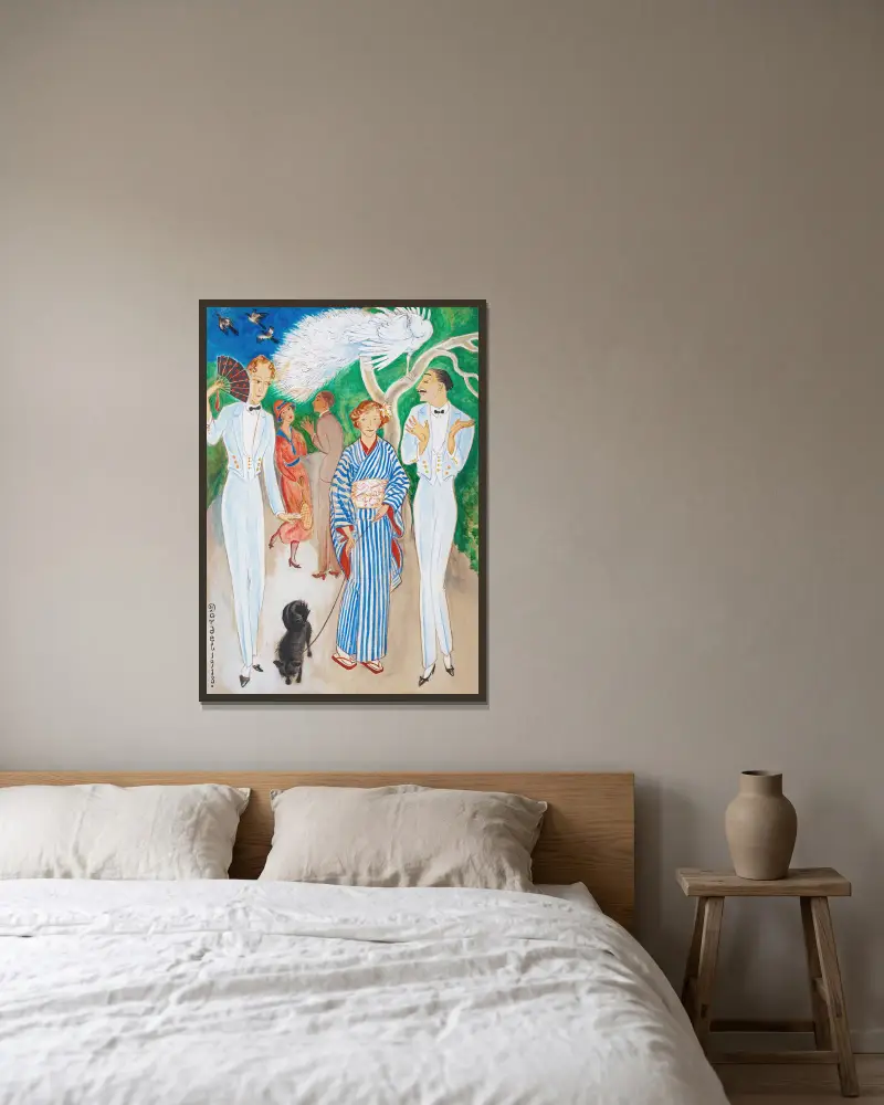 Pfauen von Nils Dardel gerahmt an einer Wand