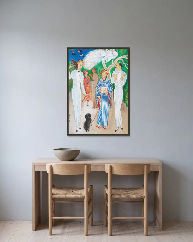 Pfauen von Nils Dardel gerahmt an einer Wand