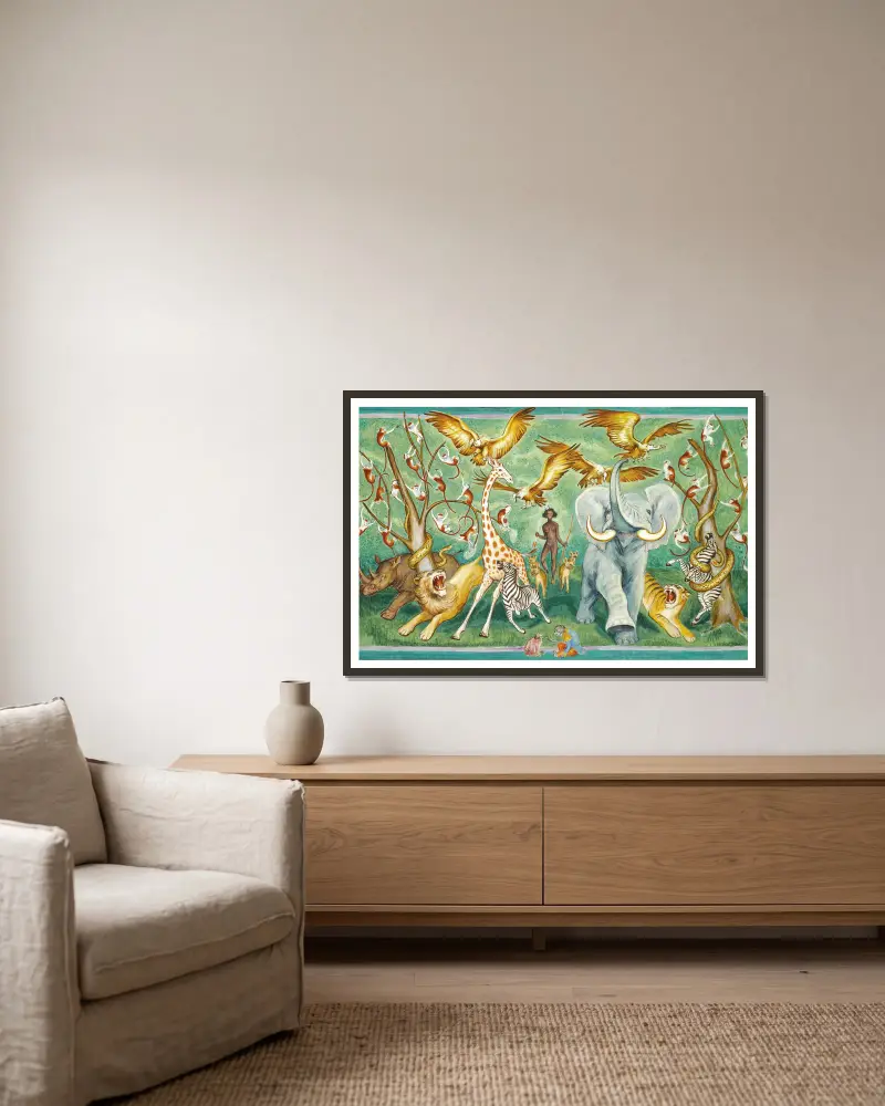 Schwarze Diana von Nils Dardel gerahmt an einer Wand