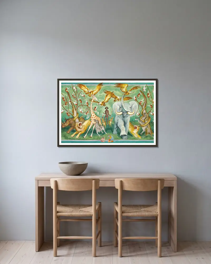 Schwarze Diana von Nils Dardel gerahmt an einer Wand