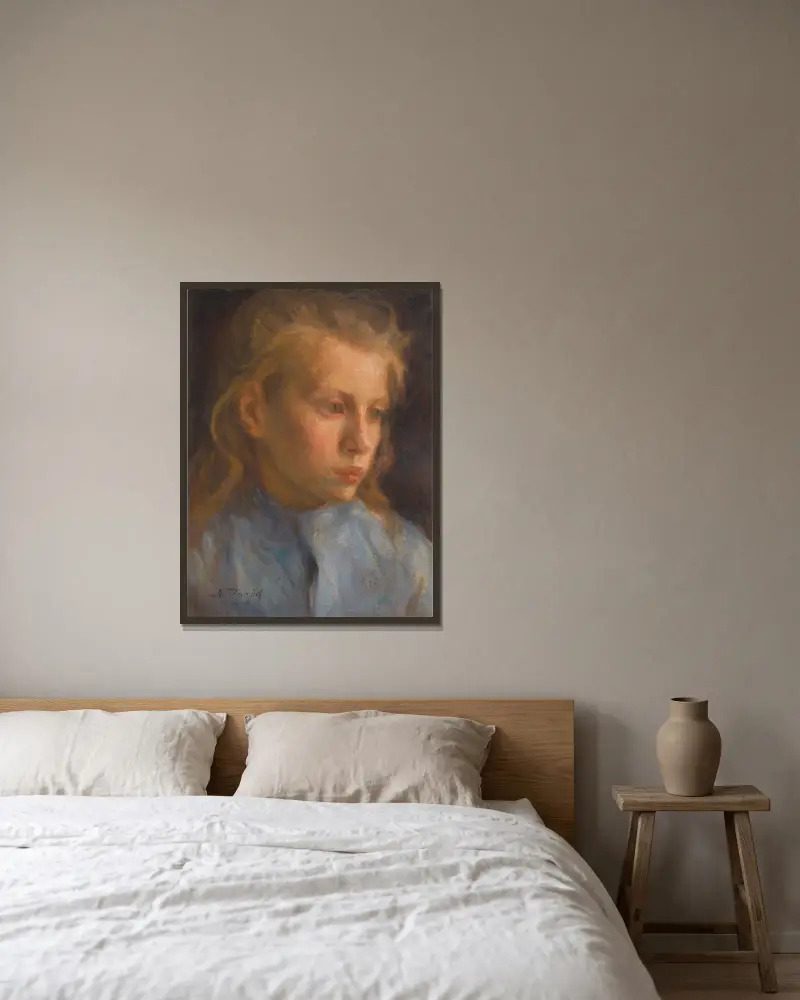 Bauernmädchen (Farm Girl) von Nils Dardel gerahmt an einer Wand