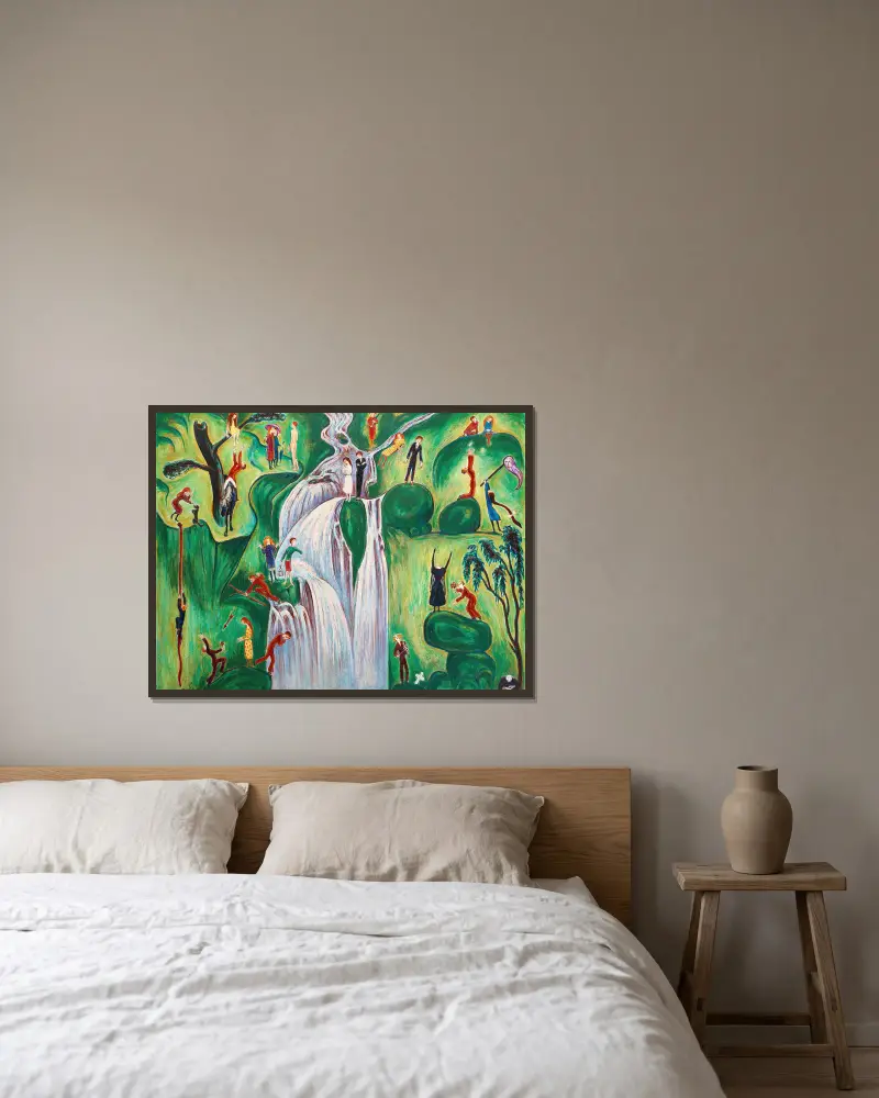 Der Wasserfall von Nils Dardel gerahmt an einer Wand