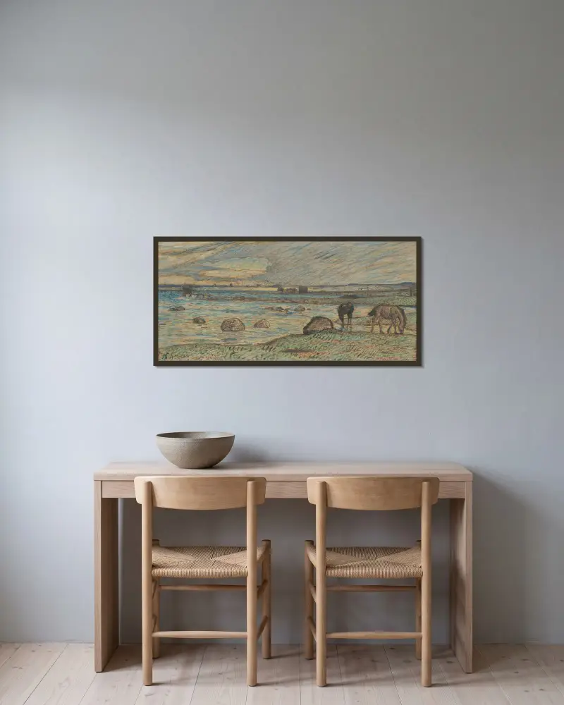 Am Strand von Nils Kreuger gerahmt an einer Wand