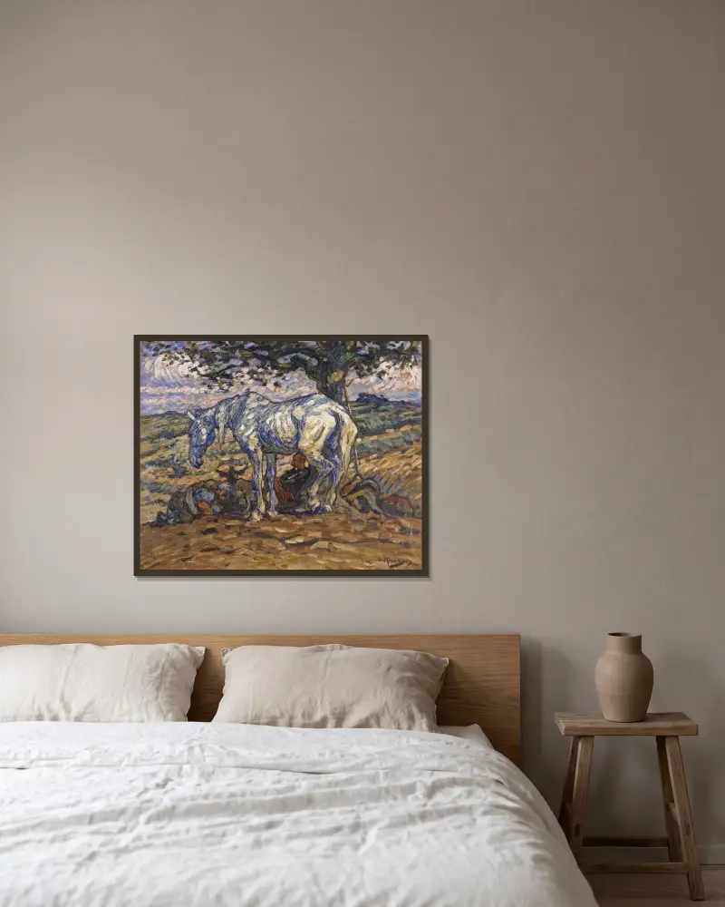 Don Quijotes Pferd Rosinante von Nils Kreuger gerahmt an einer Wand