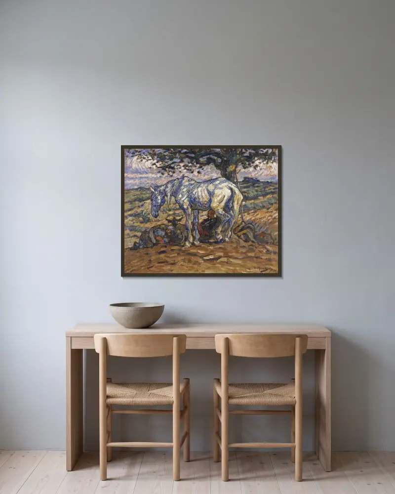 Don Quijotes Pferd Rosinante von Nils Kreuger gerahmt an einer Wand