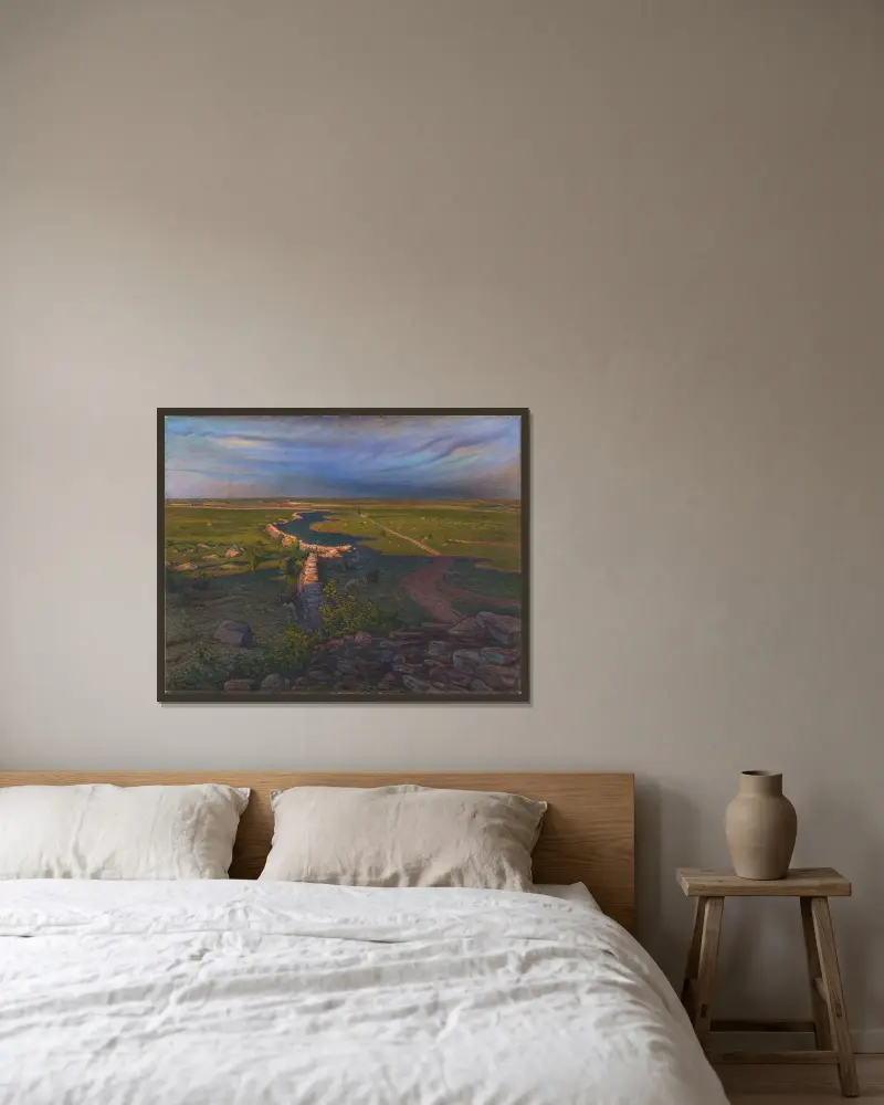 Landschaft, 1901 von Nils Kreuger gerahmt an einer Wand