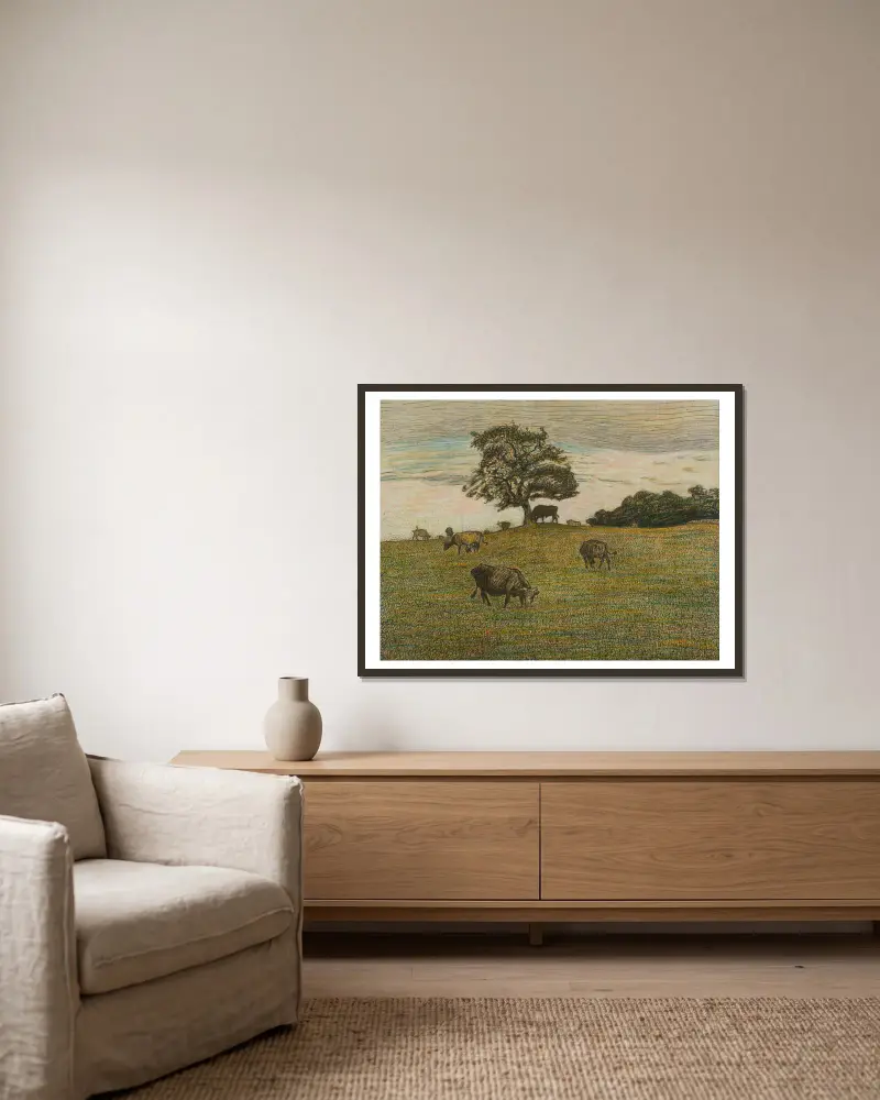 Fernes Land von Nils Kreuger gerahmt an einer Wand