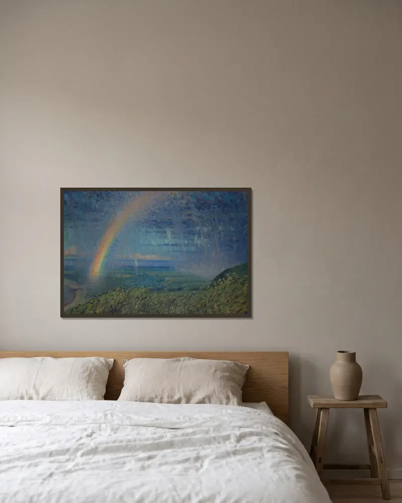 Regenbogen von Nils Kreuger gerahmt an einer Wand